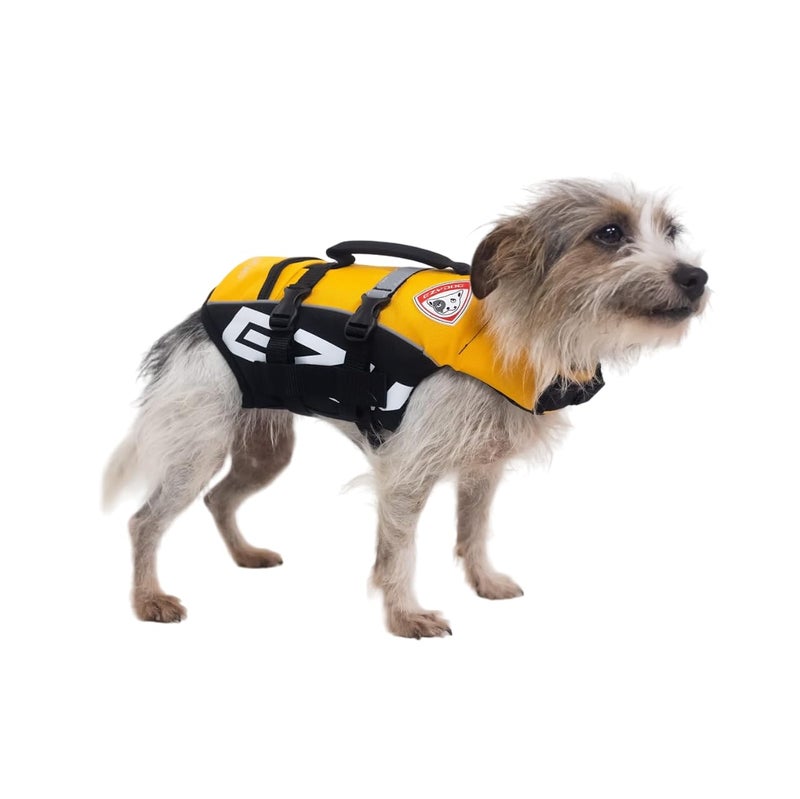 EzyDog DFD Micro Dog Life Jacket for Small Dogs - Adjustable Swimming Safety Vest for Dogs Under 15 Pounds with Reflective Trim & Durable Grab Handle (X-Small, Yellow) - Image 1